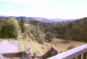 Click to Enlarge: Towards Peebles from the Castle roof walkway.